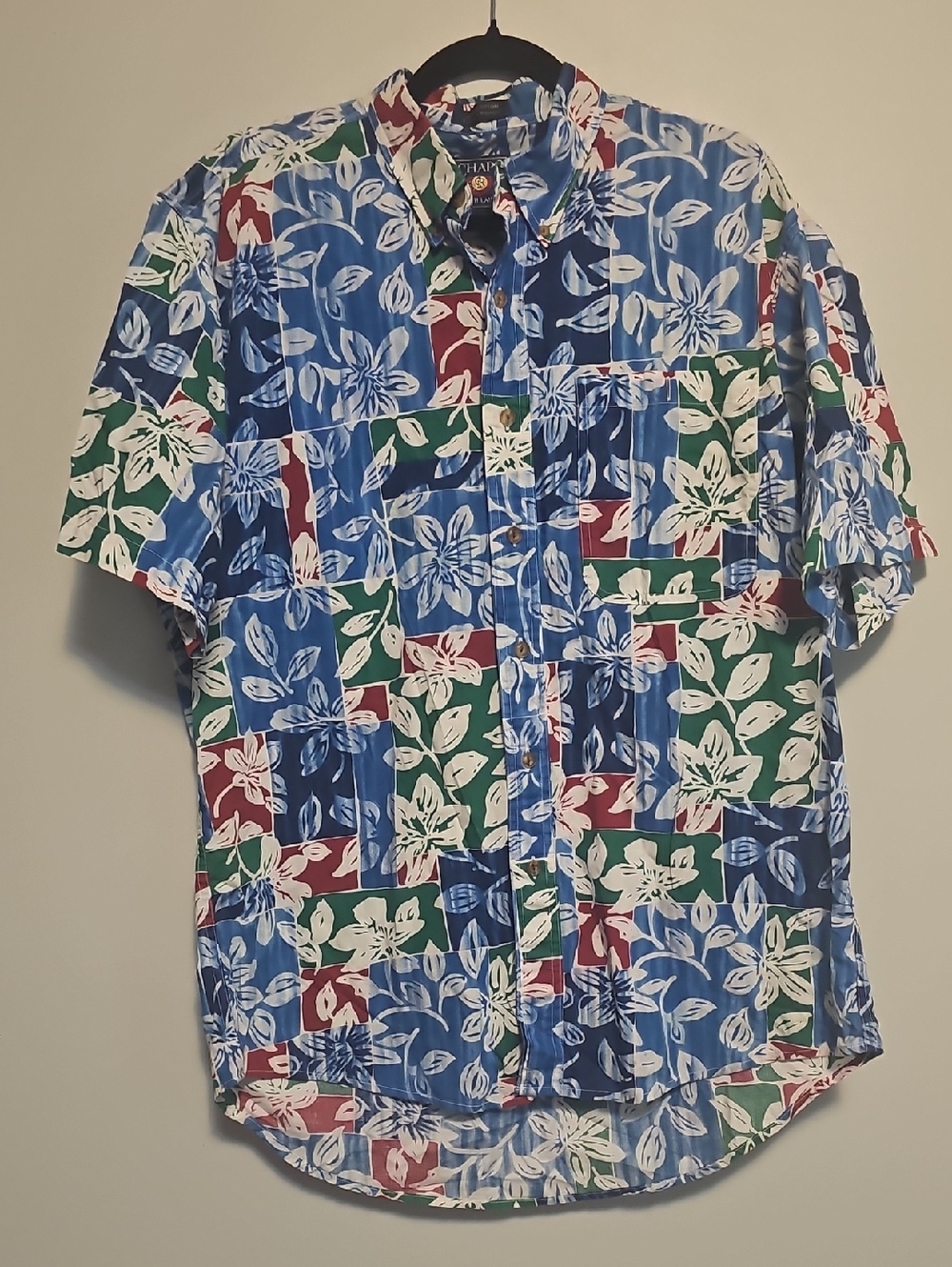 Ralph Lauren Chaps Vintage Blue, Green & Red Floral Button-Down Shirt